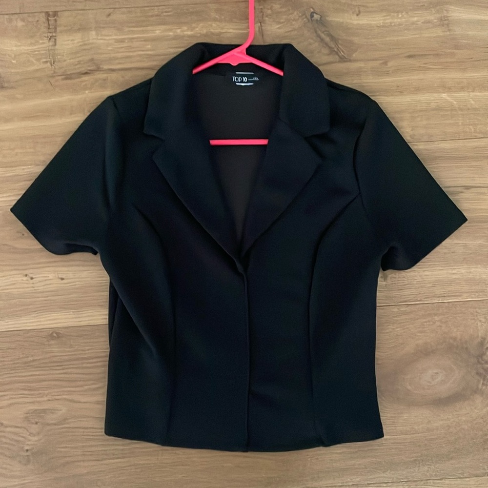Small Black Shirt, V neck, Classic Black Short Sleeve